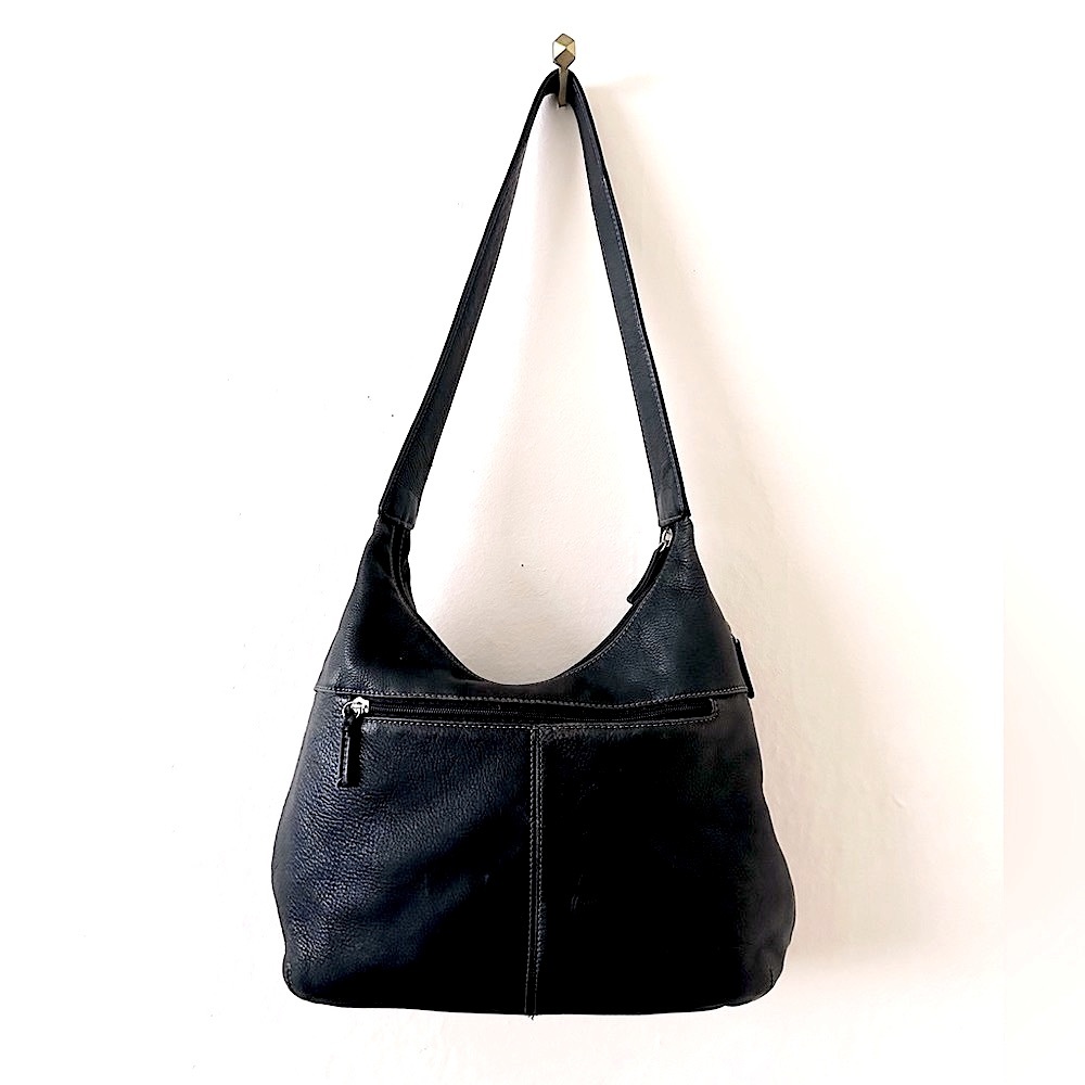 Tignanello Black Genuine Leather Large Hobo Bag | Purse | Classic Handbag